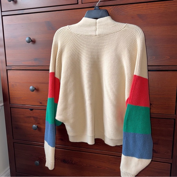 CAbi Women's Colorblock Cardigan in Cream, Red, Green, and Blue - Picture 4 of 4